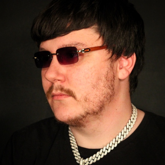 Mens Brown Tint Rimless Gold Frame Wood Sunglasses - Picture 3 of 5